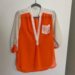 Orange color block blouse